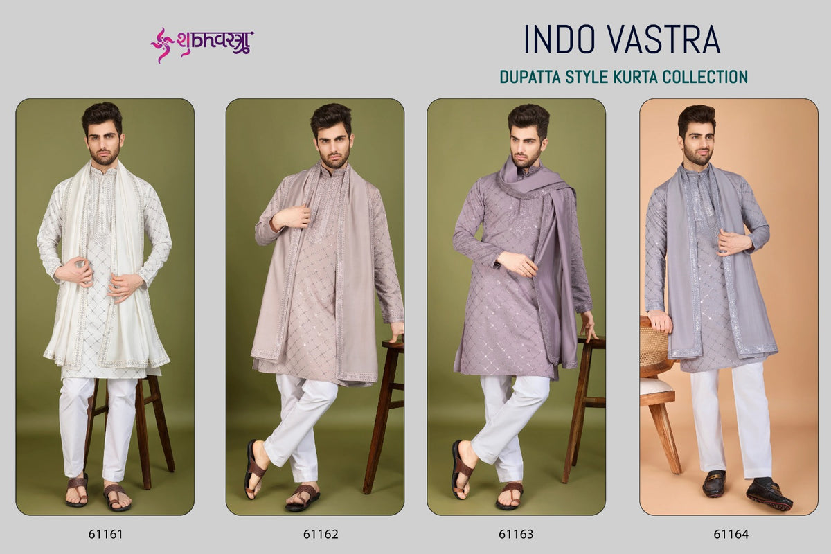 Indo With Dupatta Shubhvastra Viscose Silk Mens Kurta Manufacturer Ahmedabad