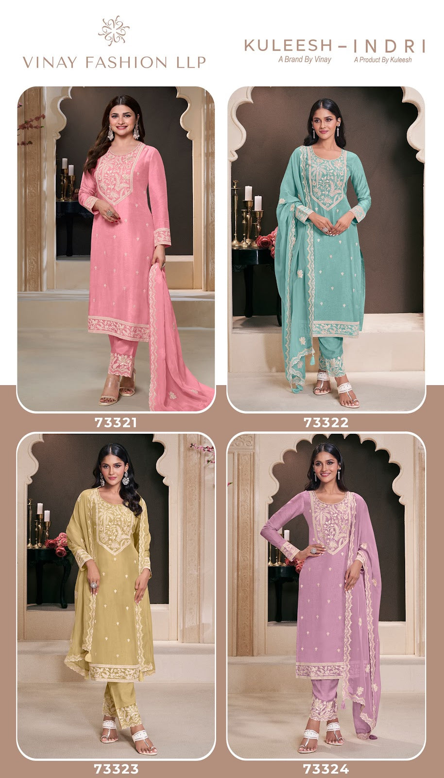 Indri Kuleesh Vinay Fashion Llp Fancy Thread Pant Style Suits Wholesaler India