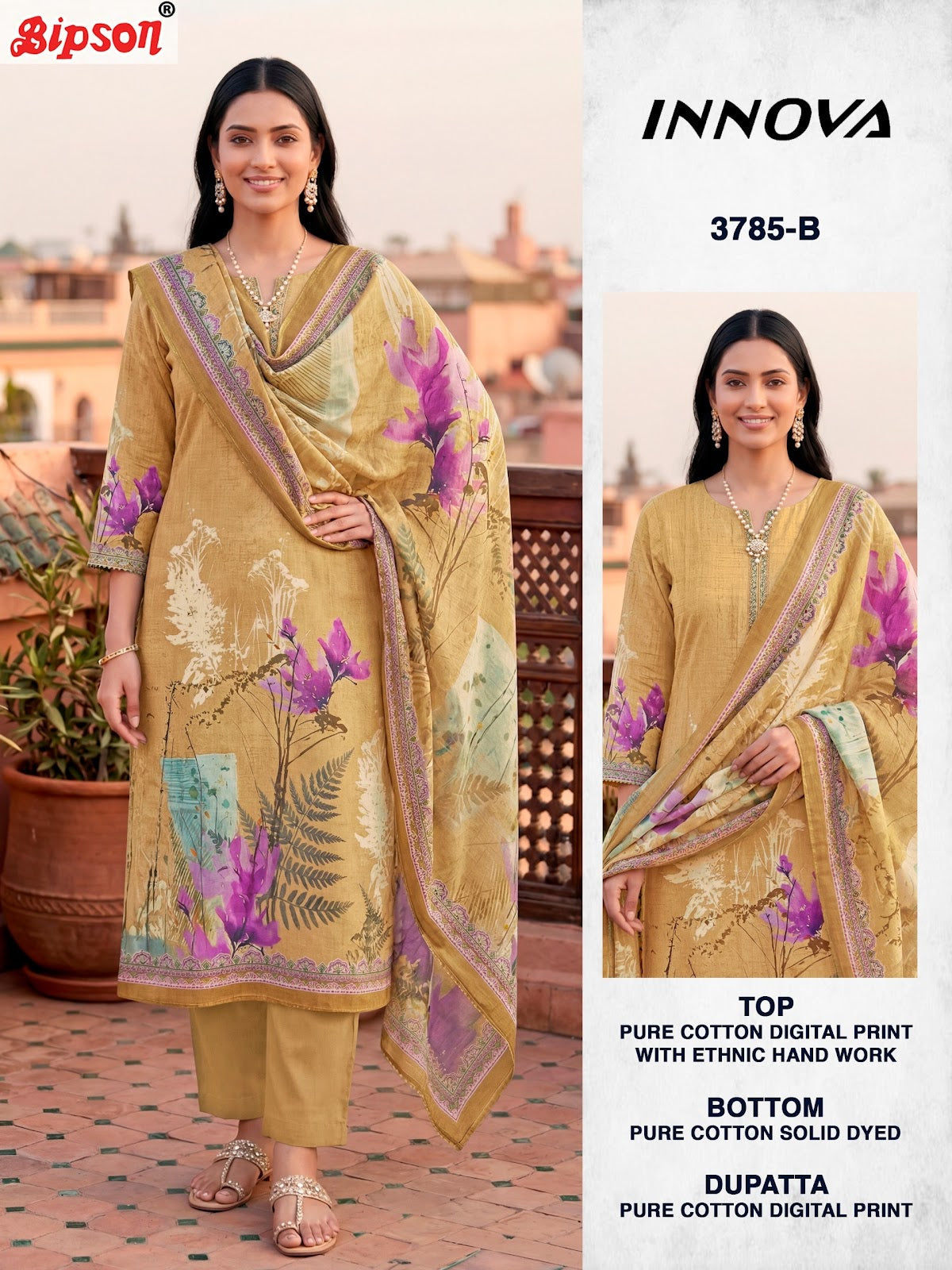 Innova 3785 Bipson Prints Cotton Pant Style Suits Exporter Ahmedabad