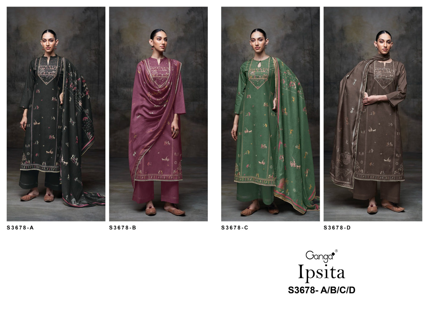 Ipsita 3678 Ganga Premium Cotton Plazzo Style Suits Supplier India