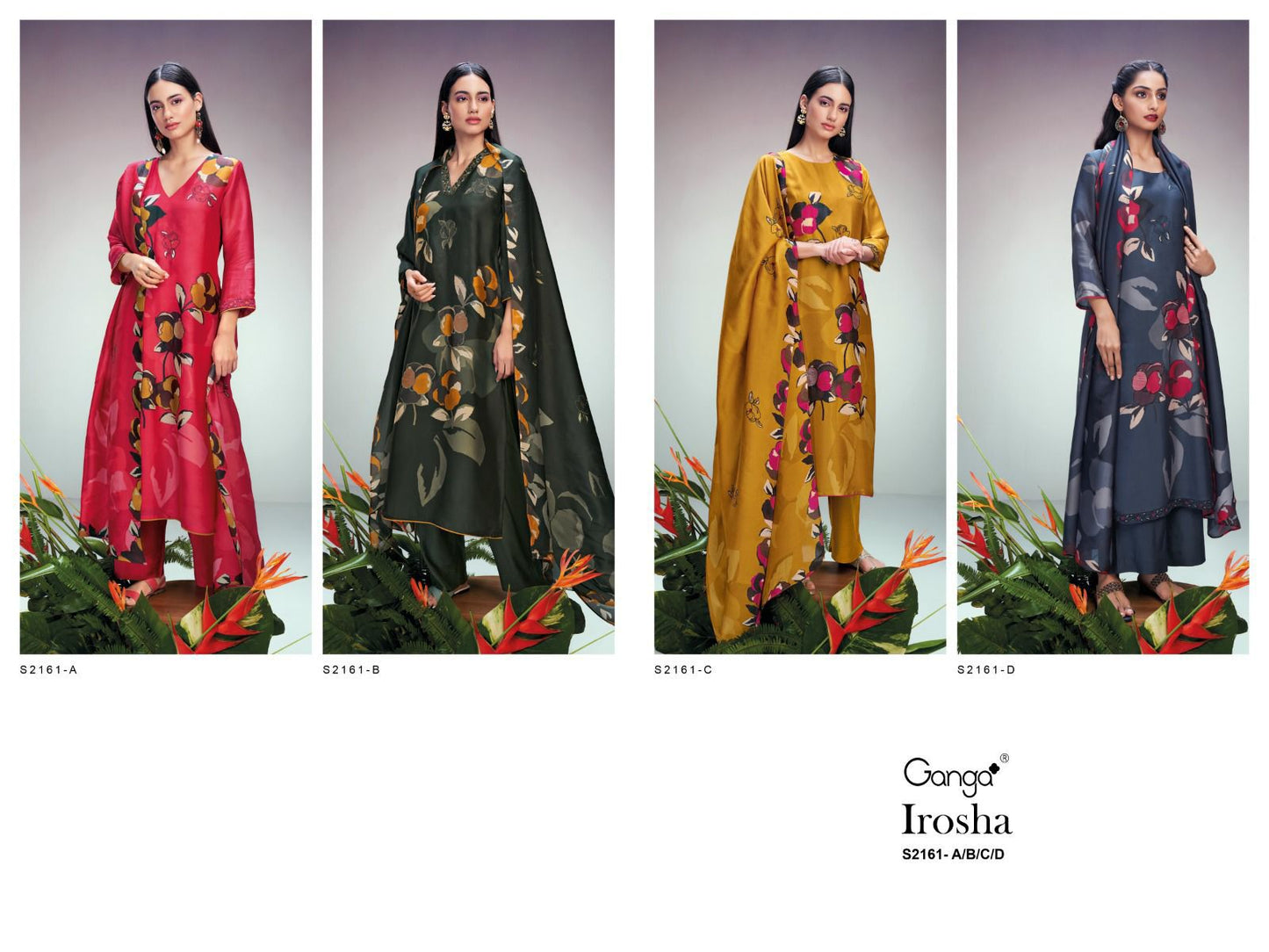 Irosha 2161 Ganga Organza Silk Plazzo Style Suits Manufacturer Gujarat