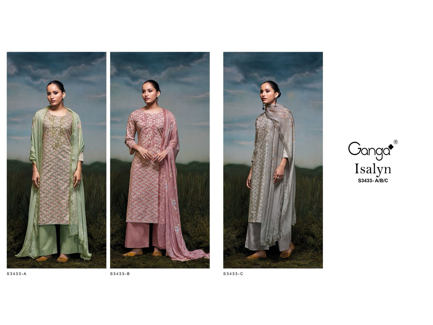 Isalyn 3433 Ganga Premium Cotton Plazzo Style Suits Manufacturer Ahmedabad