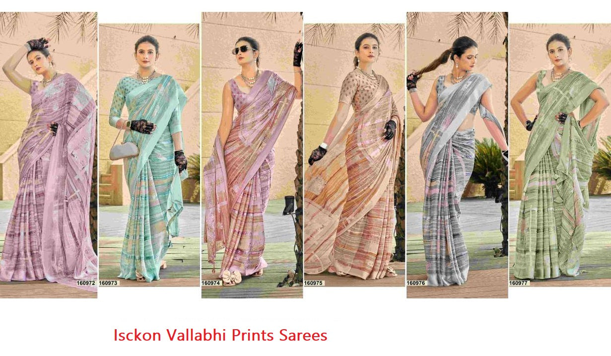 Isckon Vallabhi Prints Georgette Sarees Supplier India