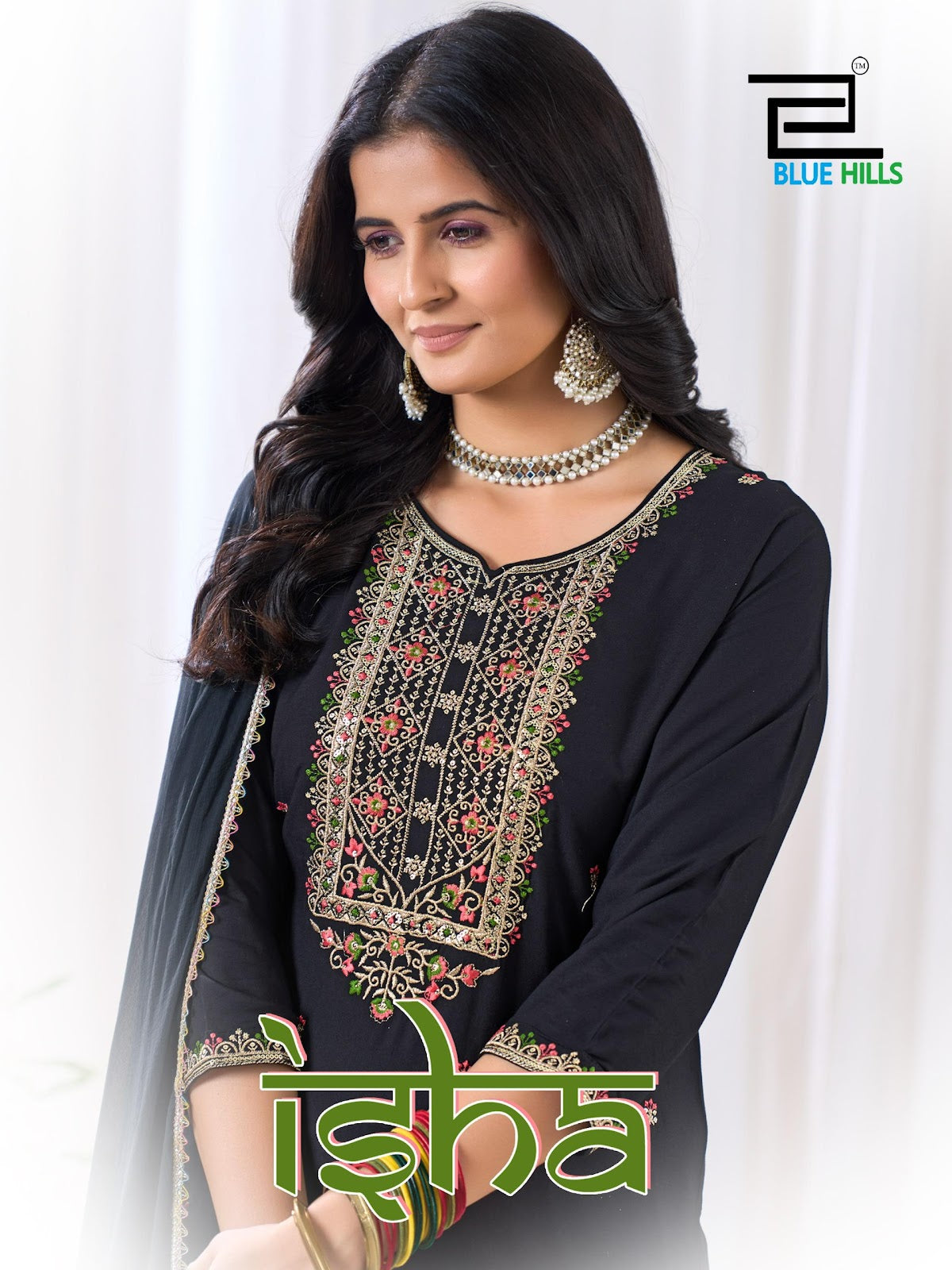 Isha Blue Hills Rayon Readymade Pant Style Suits Exporter Ahmedabad