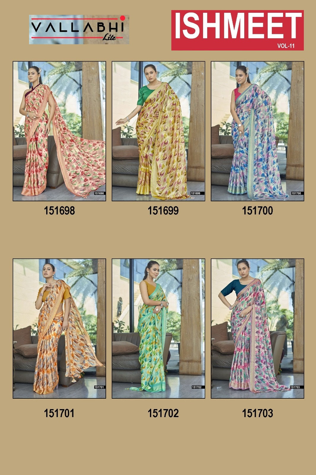 Ishmeet Vol 11 Vallabhi Lite Chiffon Sarees Wholesale Price