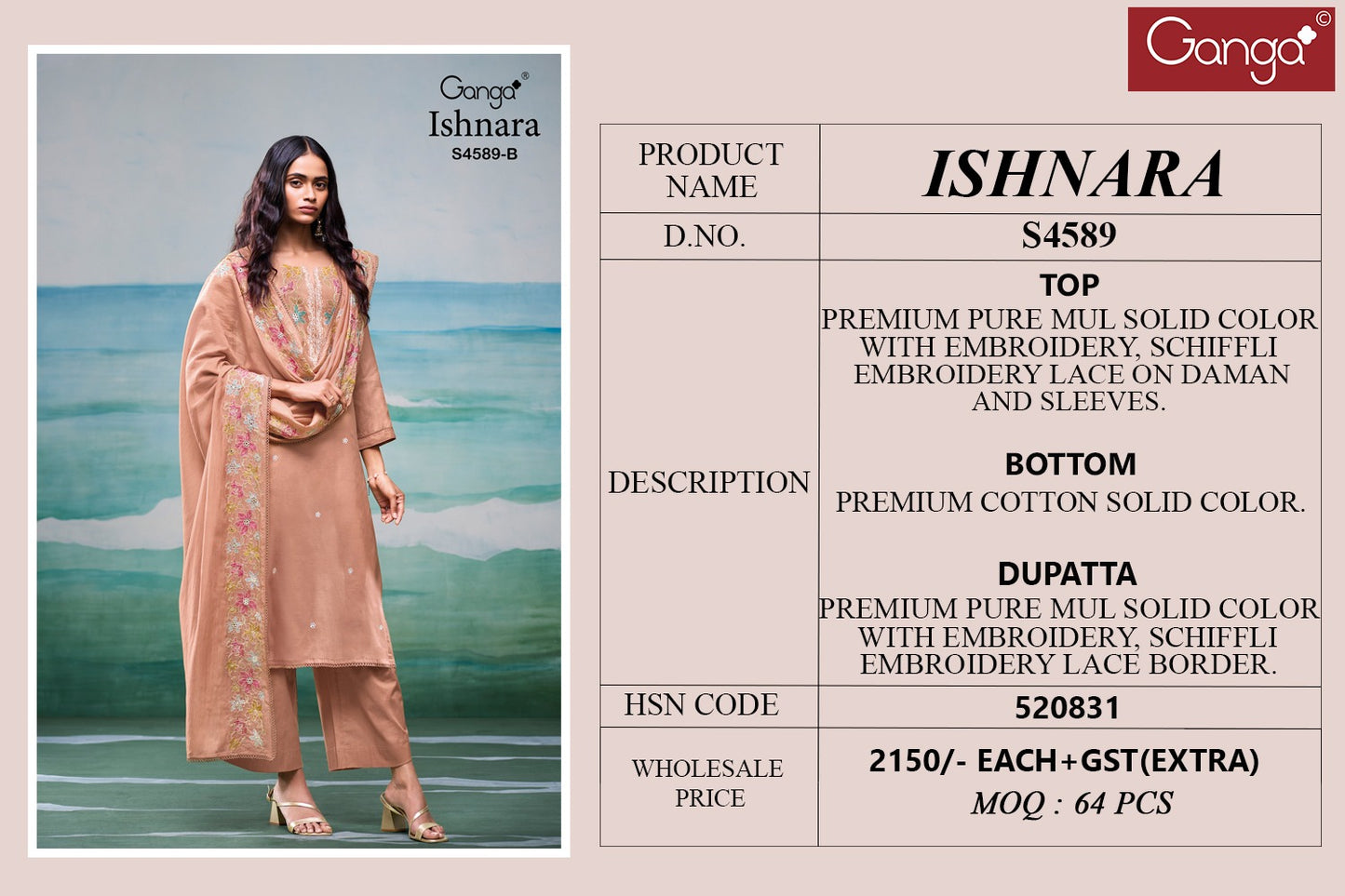 Ishnara 4589 Ganga Mul Pant Style Suits Supplier Ahmedabad
