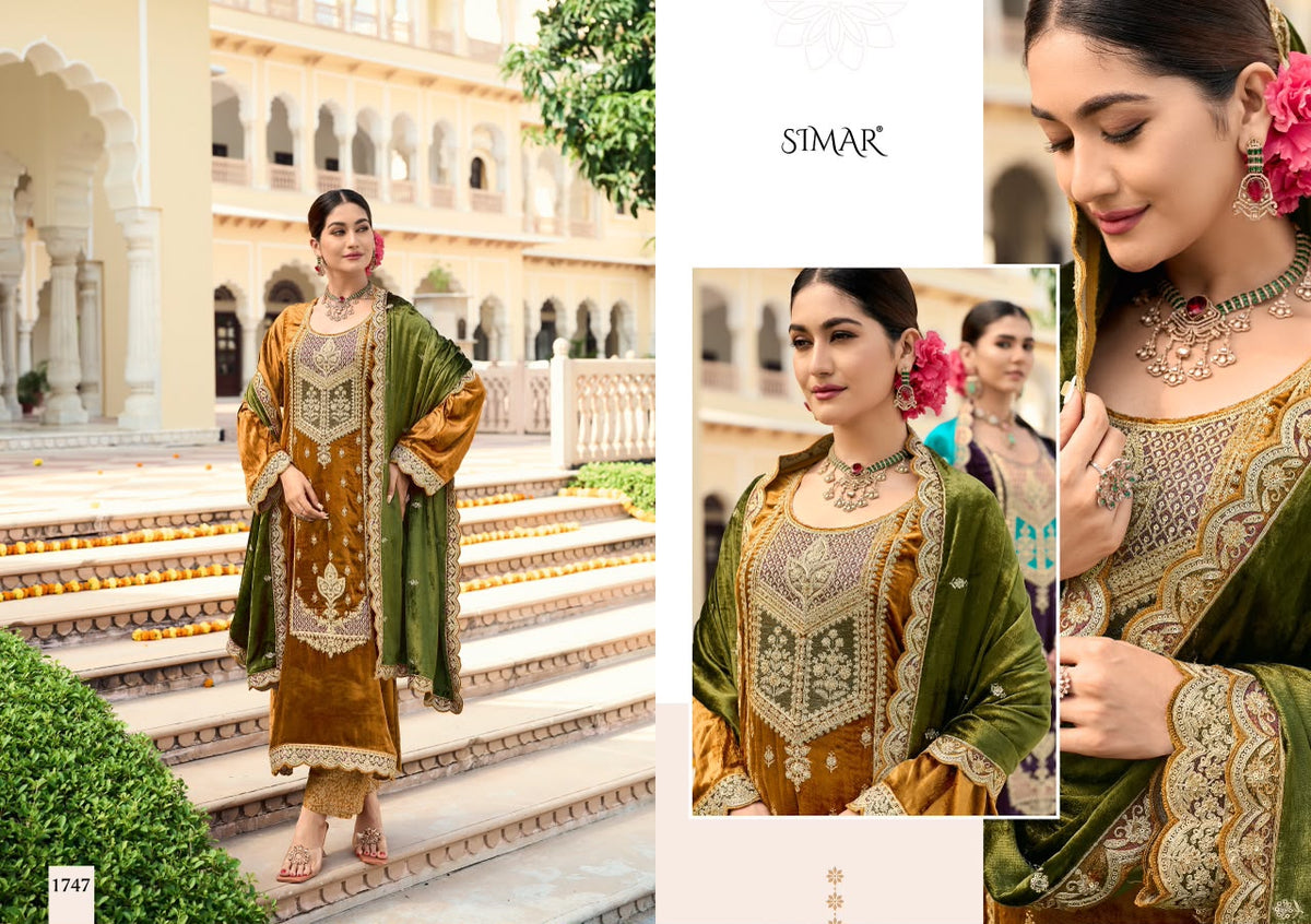 Ishq Vol 4 Simar Viscose Velvet Suits Manufacturer India