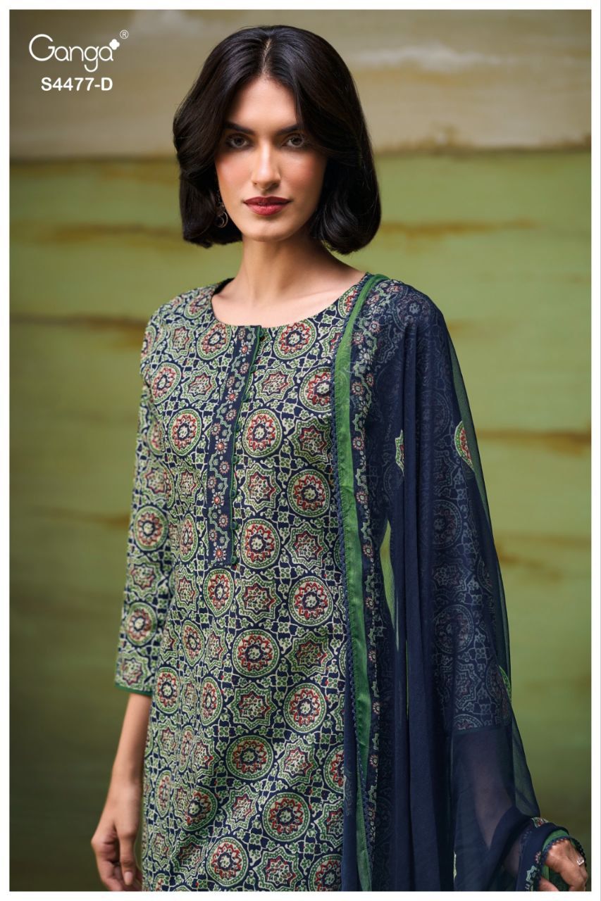 Ishreen 4477 Ganga Cotton Plazzo Style Suits Exporter