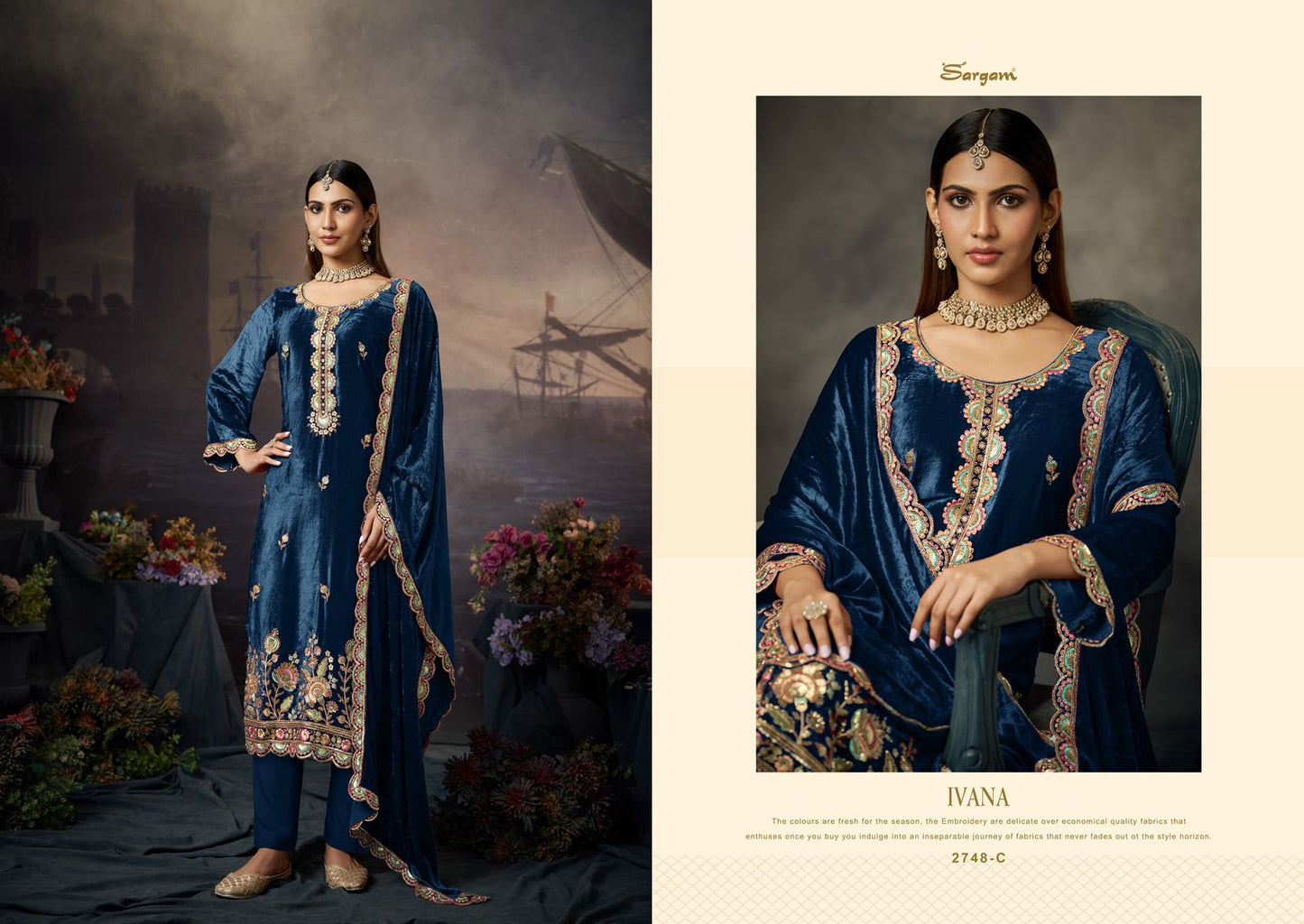 Ivana Sargam Prints Pure Viscose Velvet Suits Manufacturer Gujarat