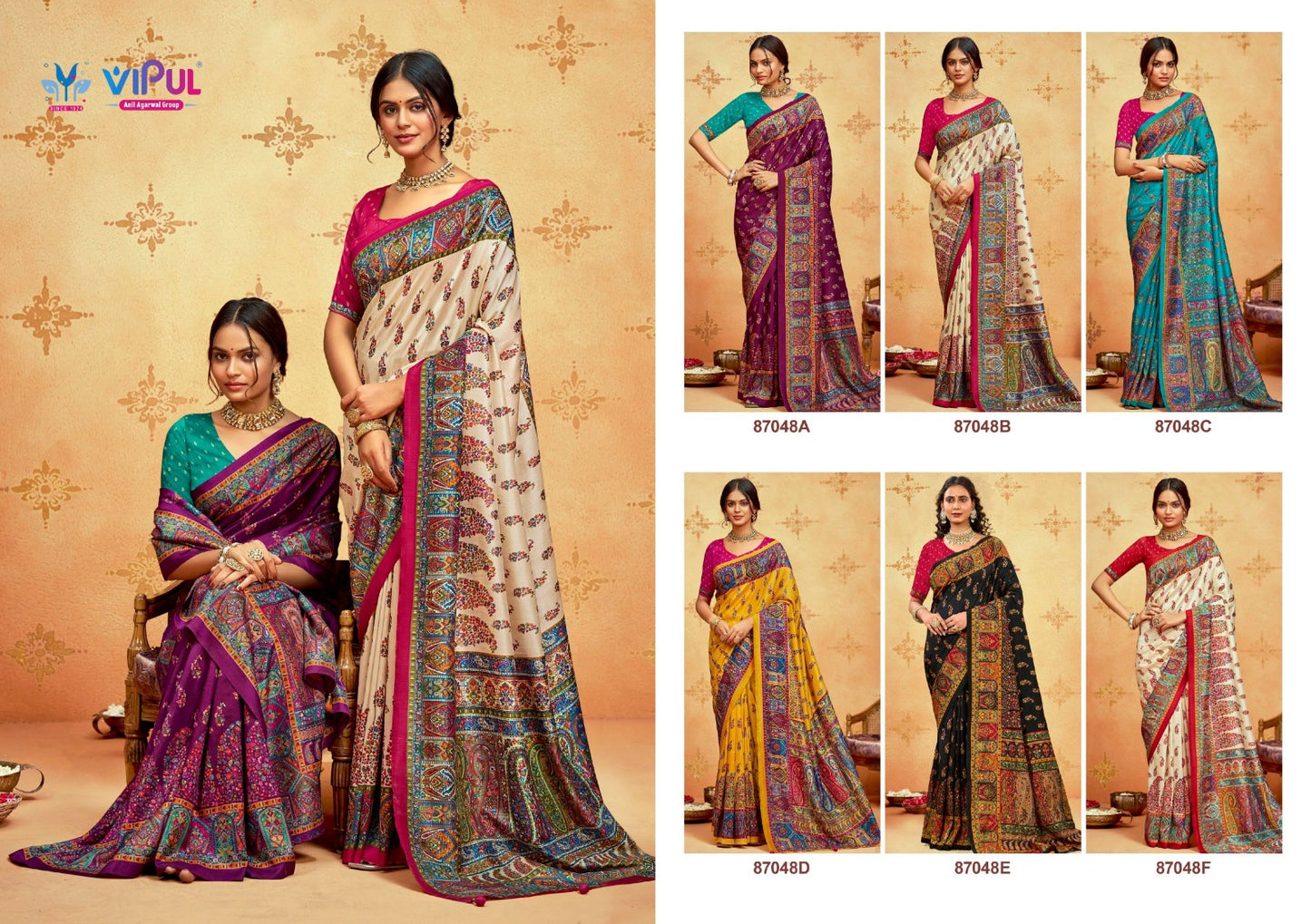 Ivory Silk 24 Vipul Soft Silk Sarees Wholesaler Gujarat