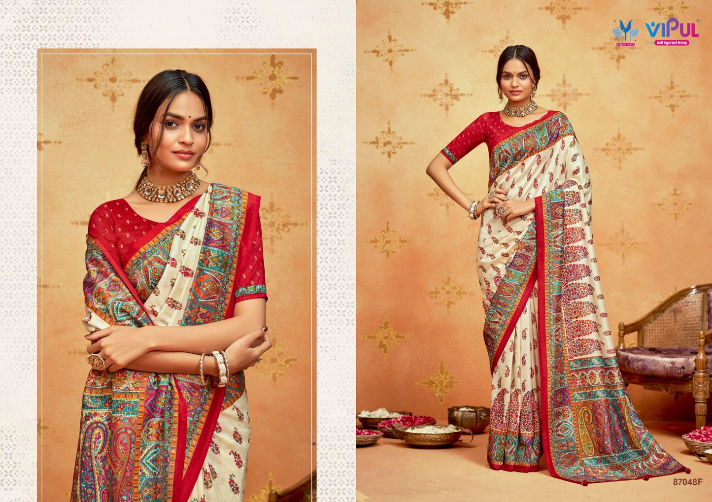 Ivory Silk 24 Vipul Soft Silk Sarees Wholesaler Gujarat