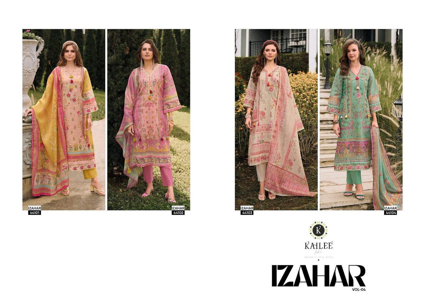 Izahar Vol 4 Kailee Fashion Linen Readymade Pant Style Suits Supplier