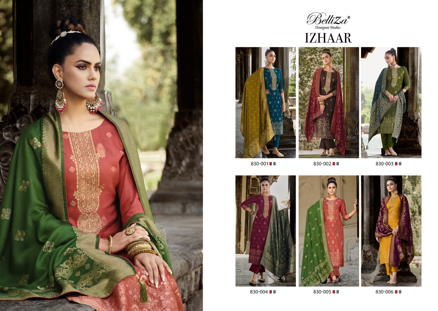 Izhaar Belliza Designer Studio Viscose Pashmina Suits Wholesale