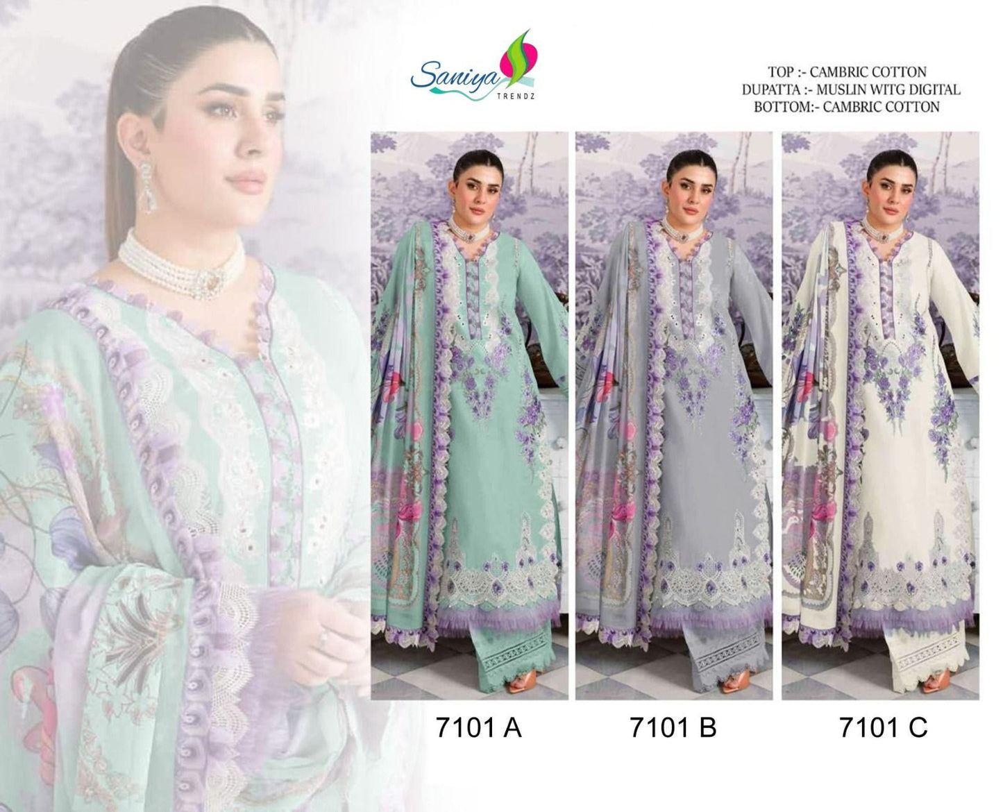 Jade-7101 Saniya Trendz Cotton Pakistani Salwar Suits Supplier India