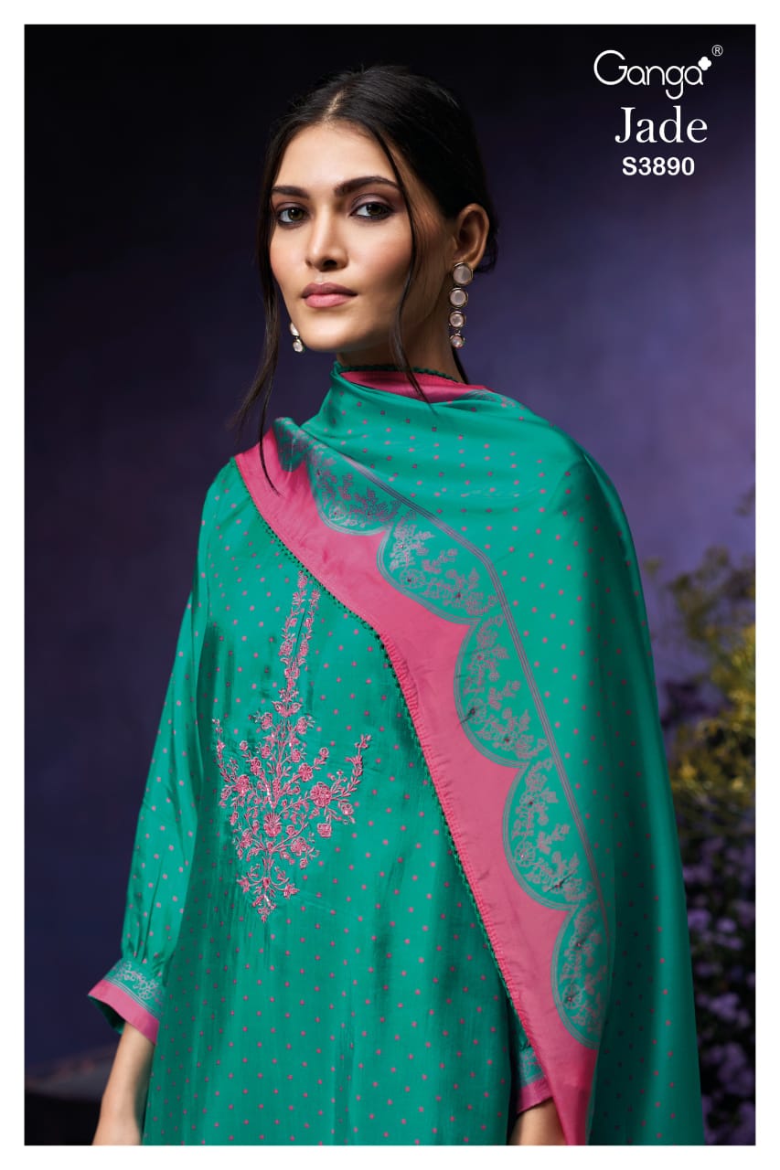 Jade 3890 Ganga Bemberg Plazzo Style Suits Supplier Ahmedabad