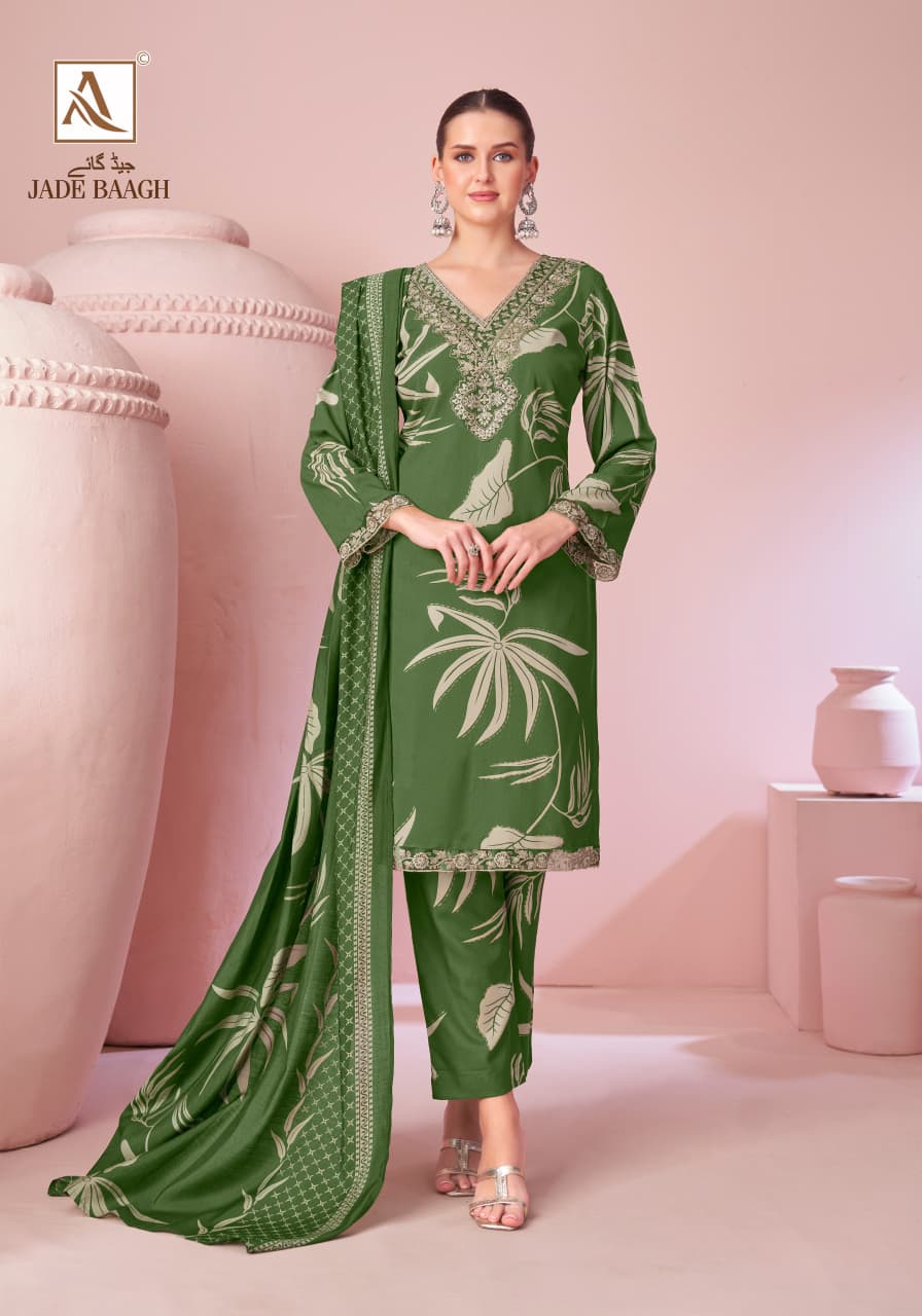 Jade Baagh Alok Viscose Reyon Karachi Salwar Suits Supplier India