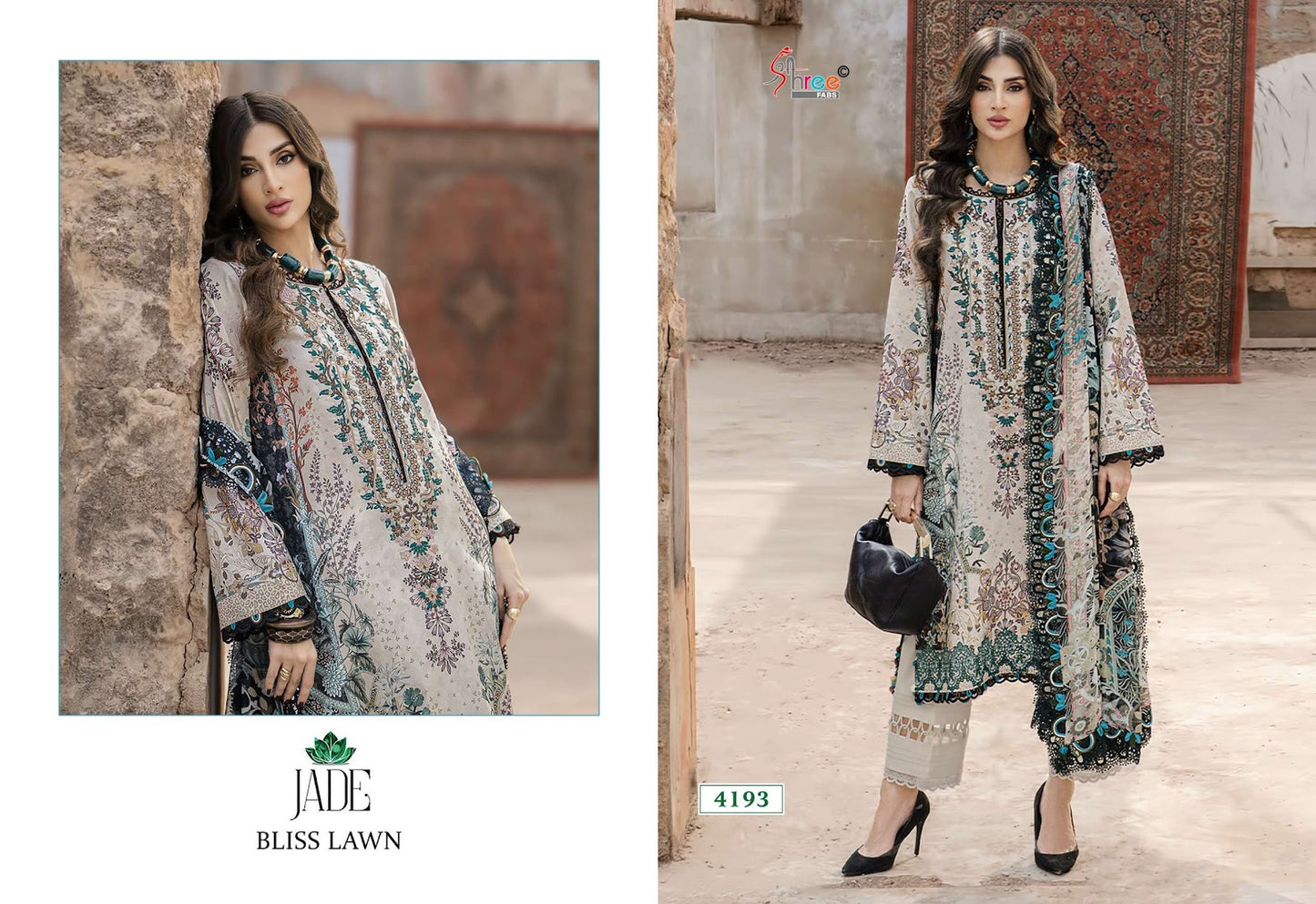 Jade Bliss Lawn Shree Fabs Cotton Pakistani Patch Work Suits Supplier India