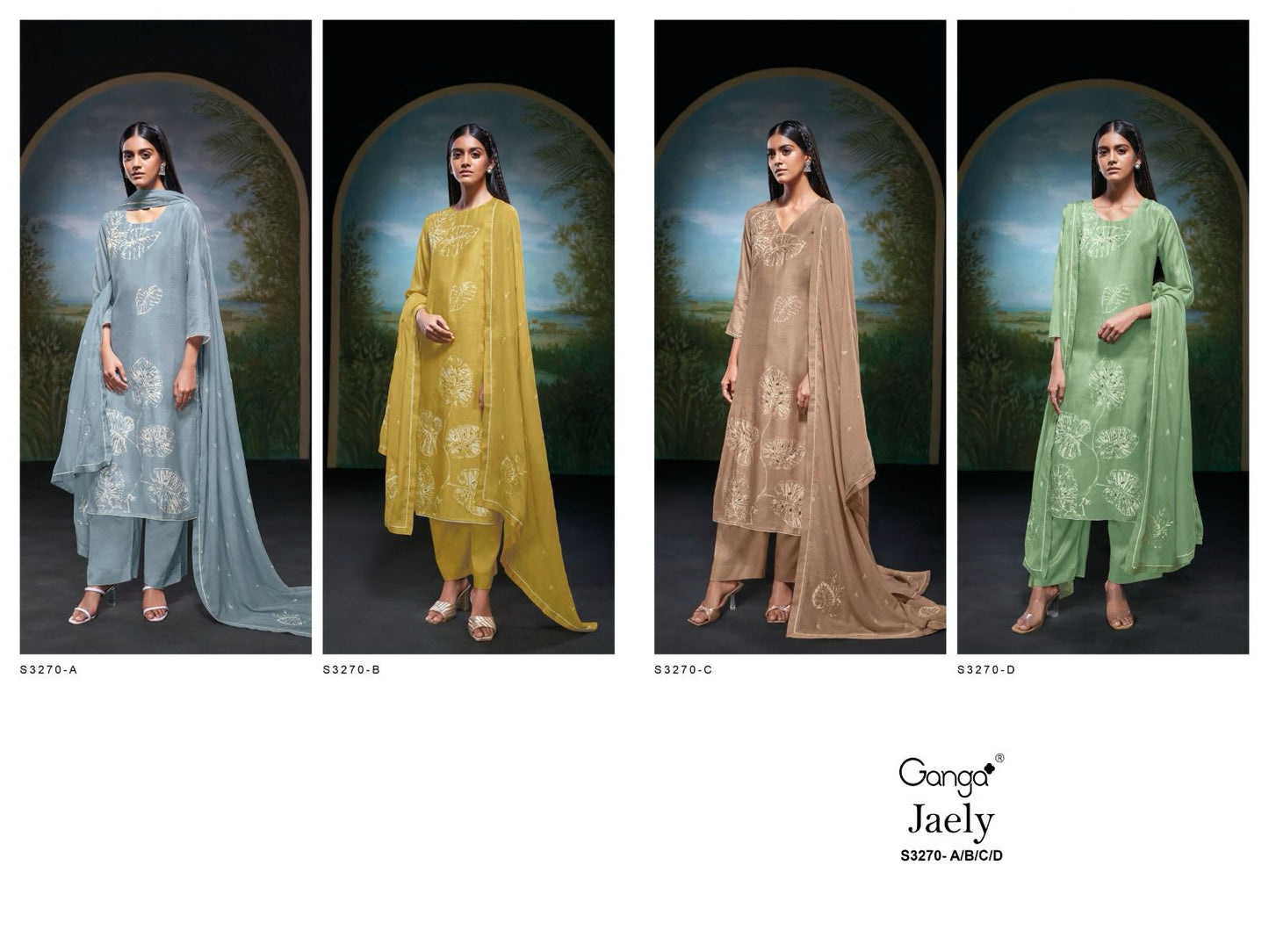 Jaely 3270 Ganga Premium Bemberg Pant Style Suits Wholesale Price