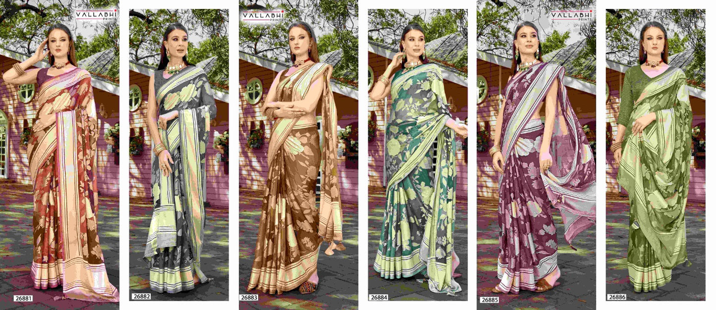 Jagjeeva Vol 3 Vallabhi Prints Brasso Sarees Wholesale