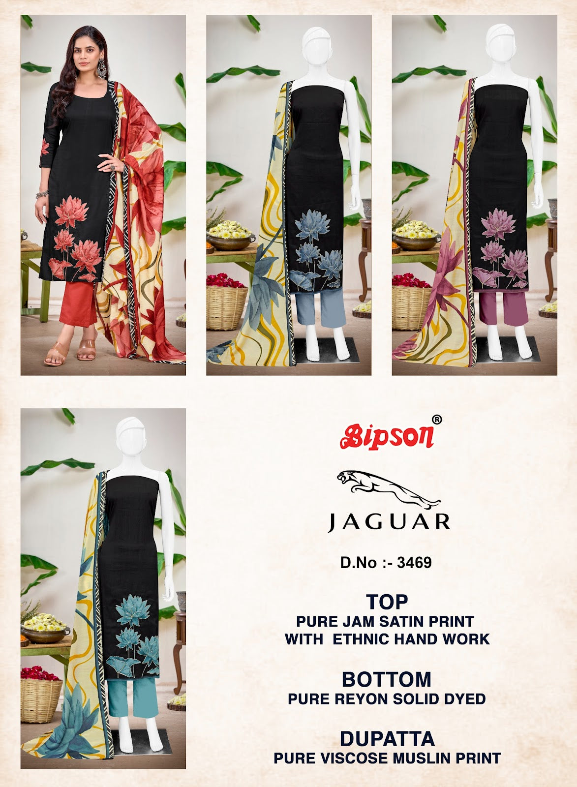 Jaguar 3469 Bipson Prints Pure Jaam Pant Style Suits Manufacturer India