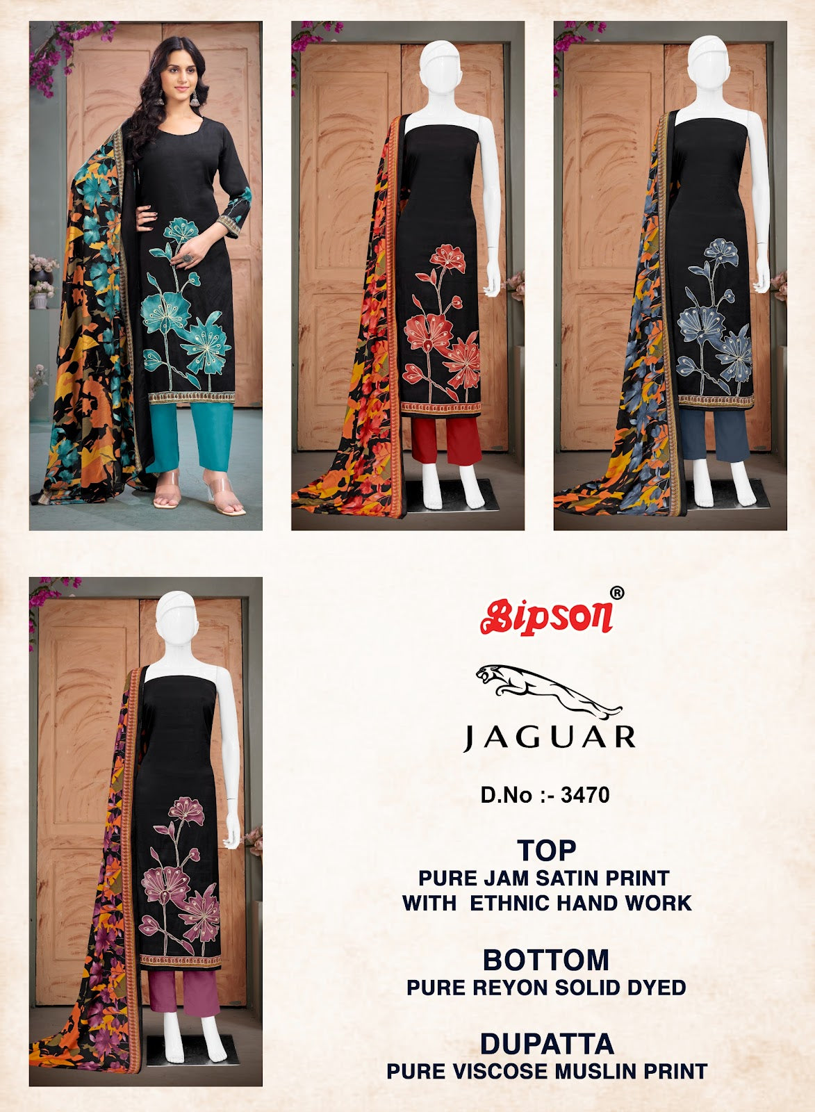 Jaguar 3470 Bipson Prints Pure Jaam Pant Style Suits Supplier India