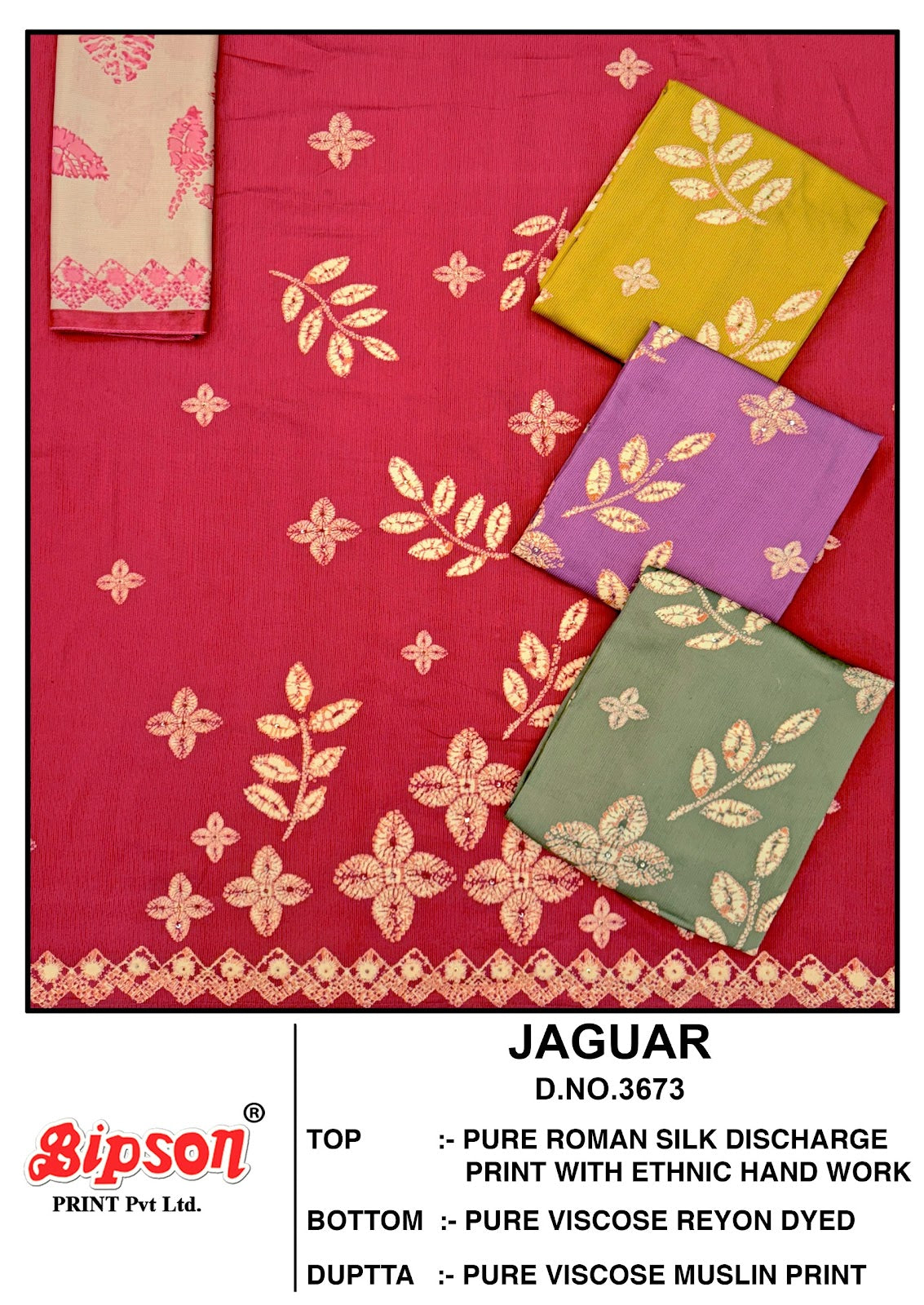 Jaguar 3673 Bipson Prints Muslin Pant Style Suits Manufacturer India