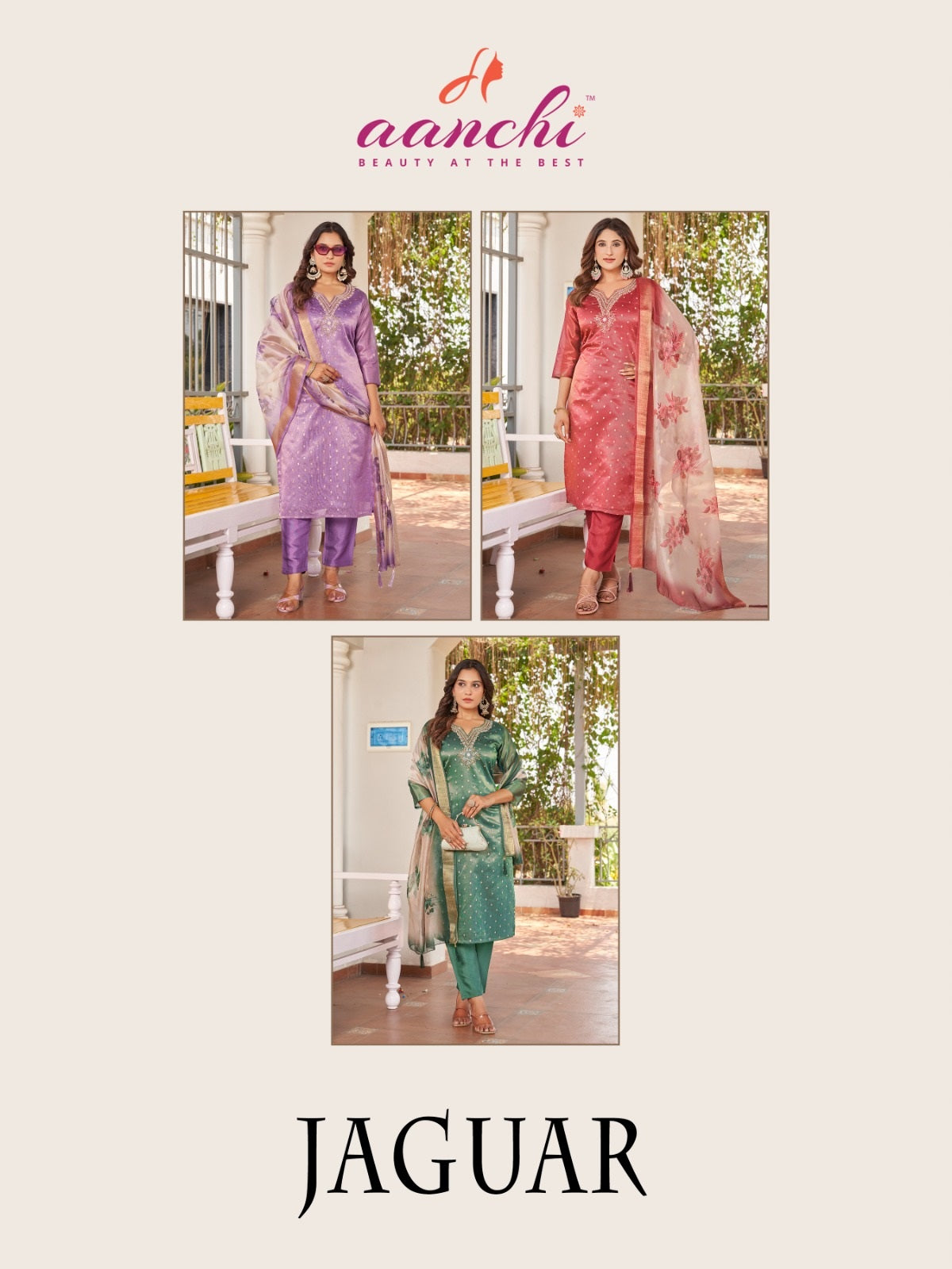 Jaguar Aanchi Shimmer Readymade Pant Style Suits Exporter