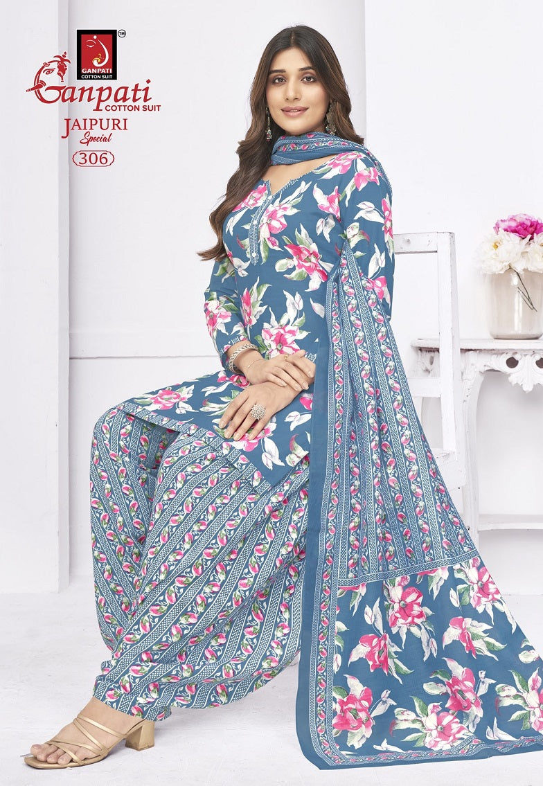 Jaipuri Special Patiyala Vol 14 Ganpati Pure Cotton Cotton Dress Material Supplier Gujarat