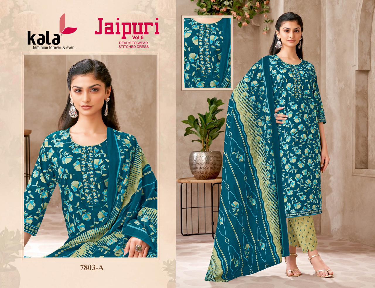 Jaipuri Vol 8 A Kala Readymade Cotton Pant Suits Manufacturer