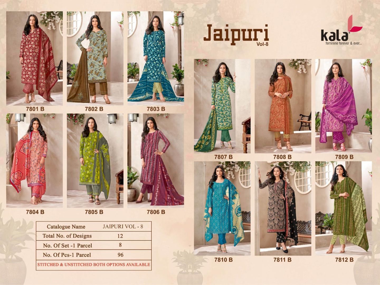 Jaipuri Vol 8 Kala Cotton Dress Material Supplier India