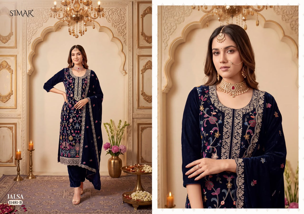 Jalsa Simar Velvet Suits Wholesaler India