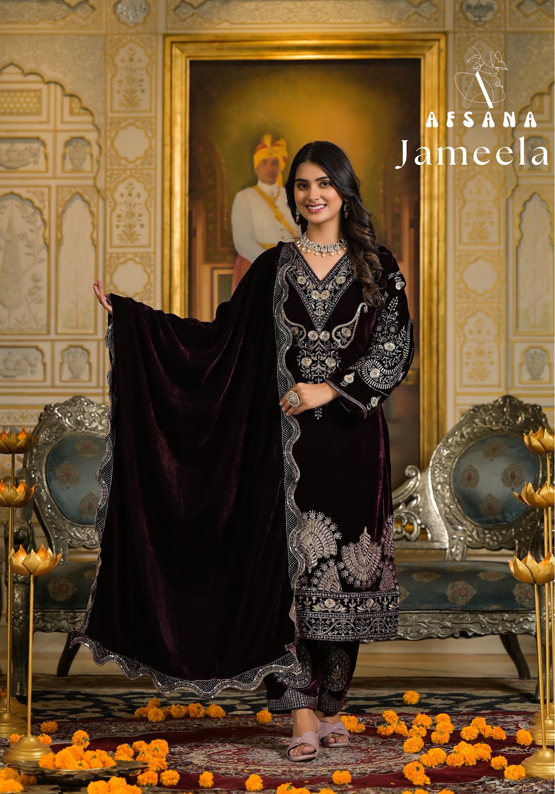 Jameela Afsana Readymade Velvet Suits Manufacturer Gujarat