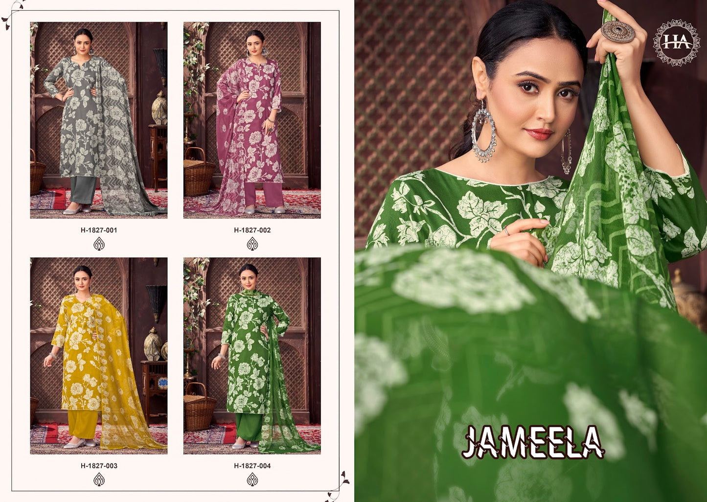 Jameela Harshit Fashion Pure Zam Plazzo Style Suits Wholesaler