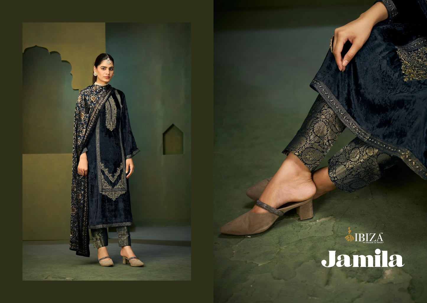 Jamila Ibiza Pure Viscose Velvet Suits Wholesaler