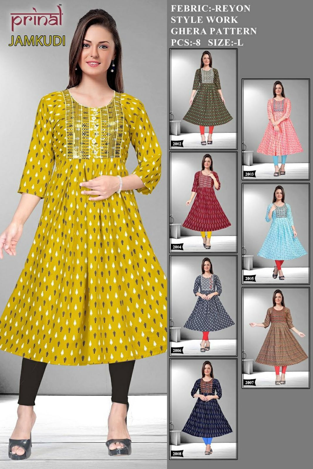 Jamkudi Prinal Reyon Anarkali Kurtis Exporter India