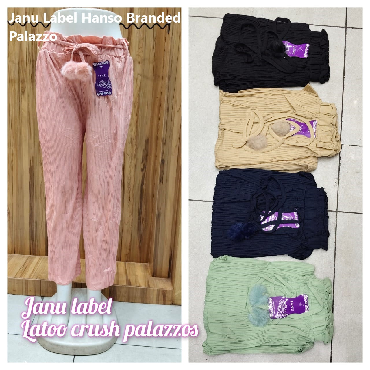 Janu Label Hanso Crush Branded Palazzo Wholesaler Ahmedabad