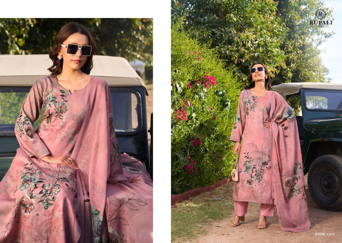 Jara Sol Rupali Jam Satin Pant Style Suits Exporter India