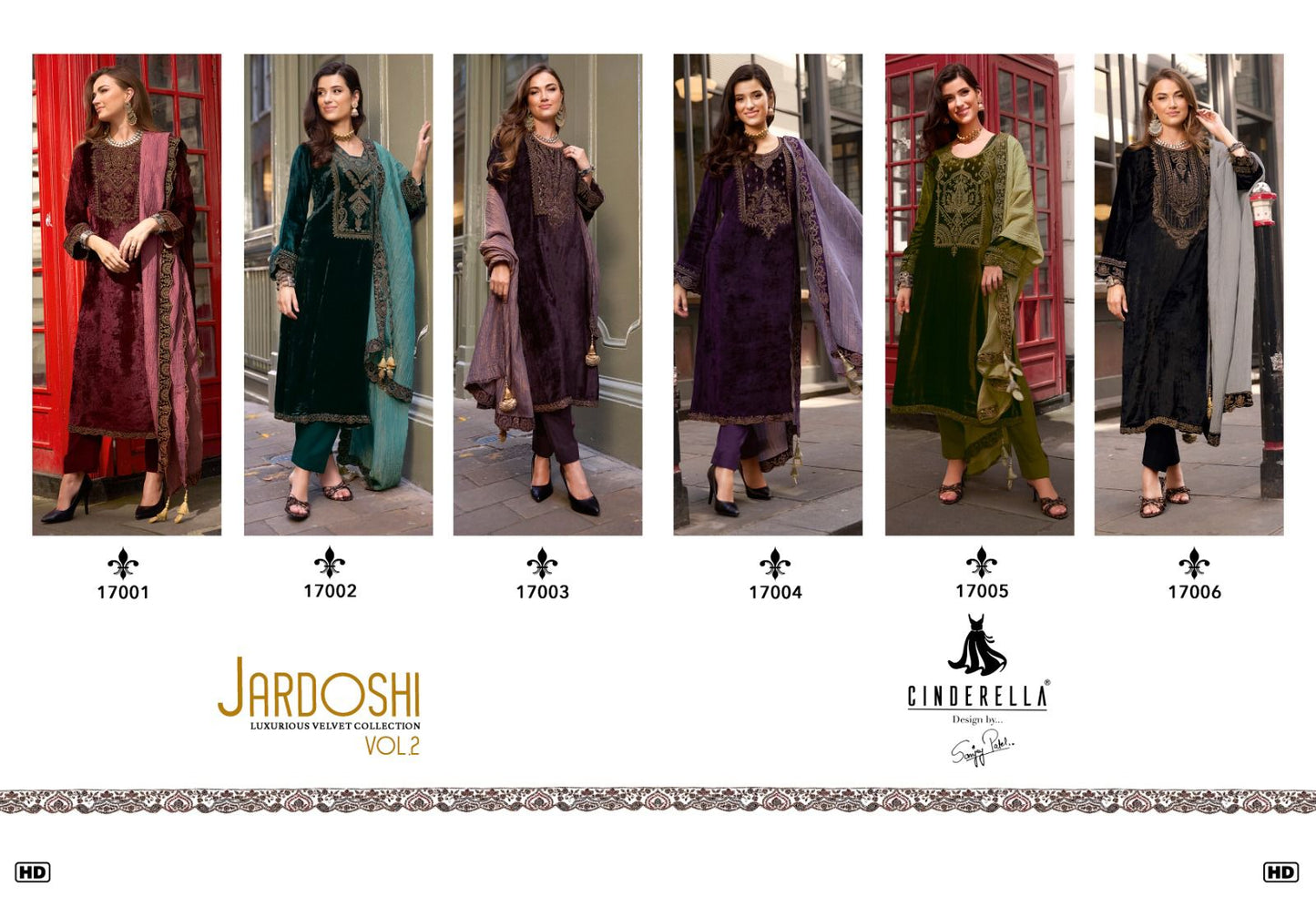 Jardoshi Vol 2 Cinderella Viscose Velvet Suits Exporter Gujarat