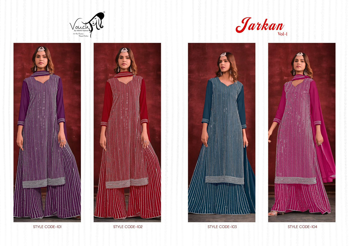 Jarkan Vol 1 Vouch Fashion Georgette Sharara Style Suits Exporter Gujarat