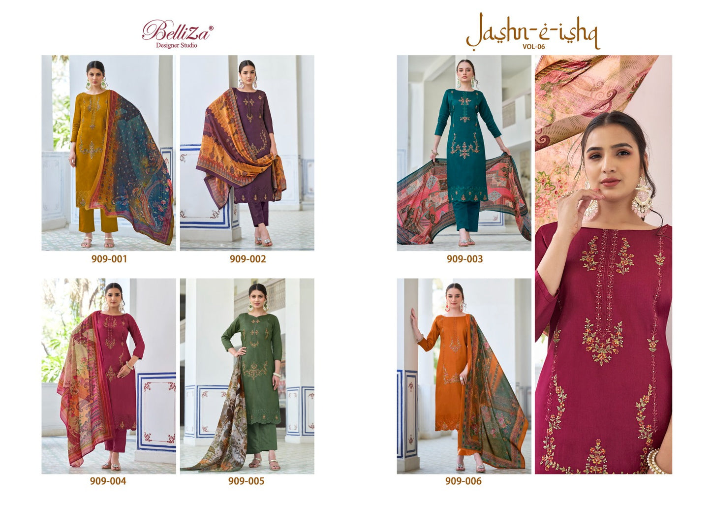 Jashn E Ishq Vol 6 Belliza Designer Studio Heavy Jaam Pant Style Suits