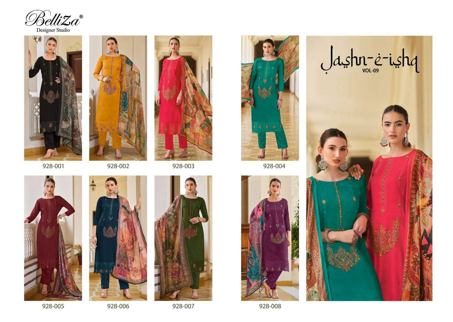 Jashn E Ishq Vol 9 Belliza Designer Studio Heavy Jaam Karachi Salwar Suits Manufacturer