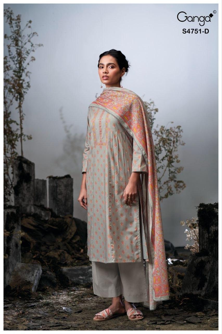 Jashvi S4751 Ganga Cotton Plazzo Style Suits Exporter Gujarat