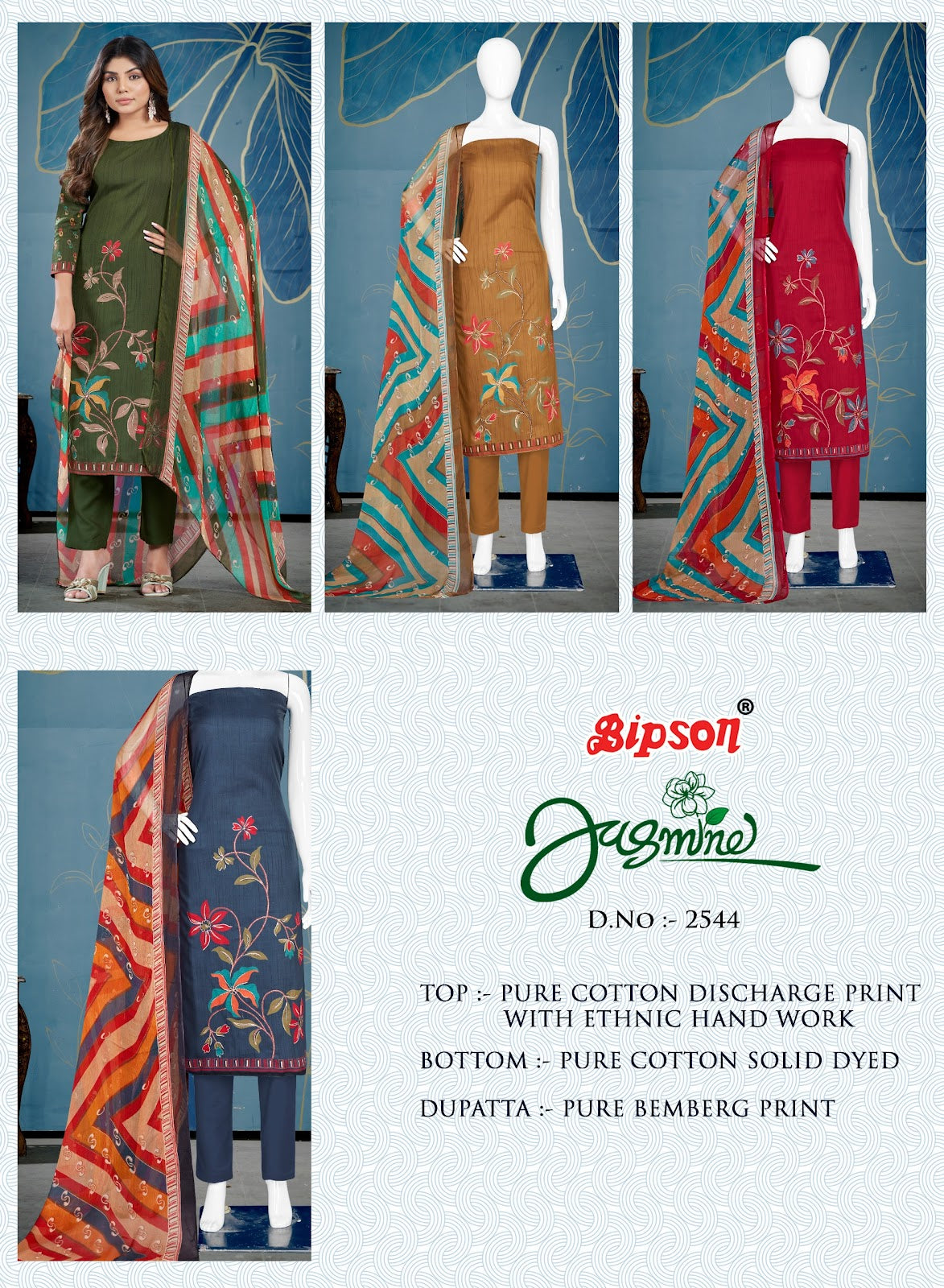 Jasmine 2544 Bipson Prints Cotton Pant Style Suits