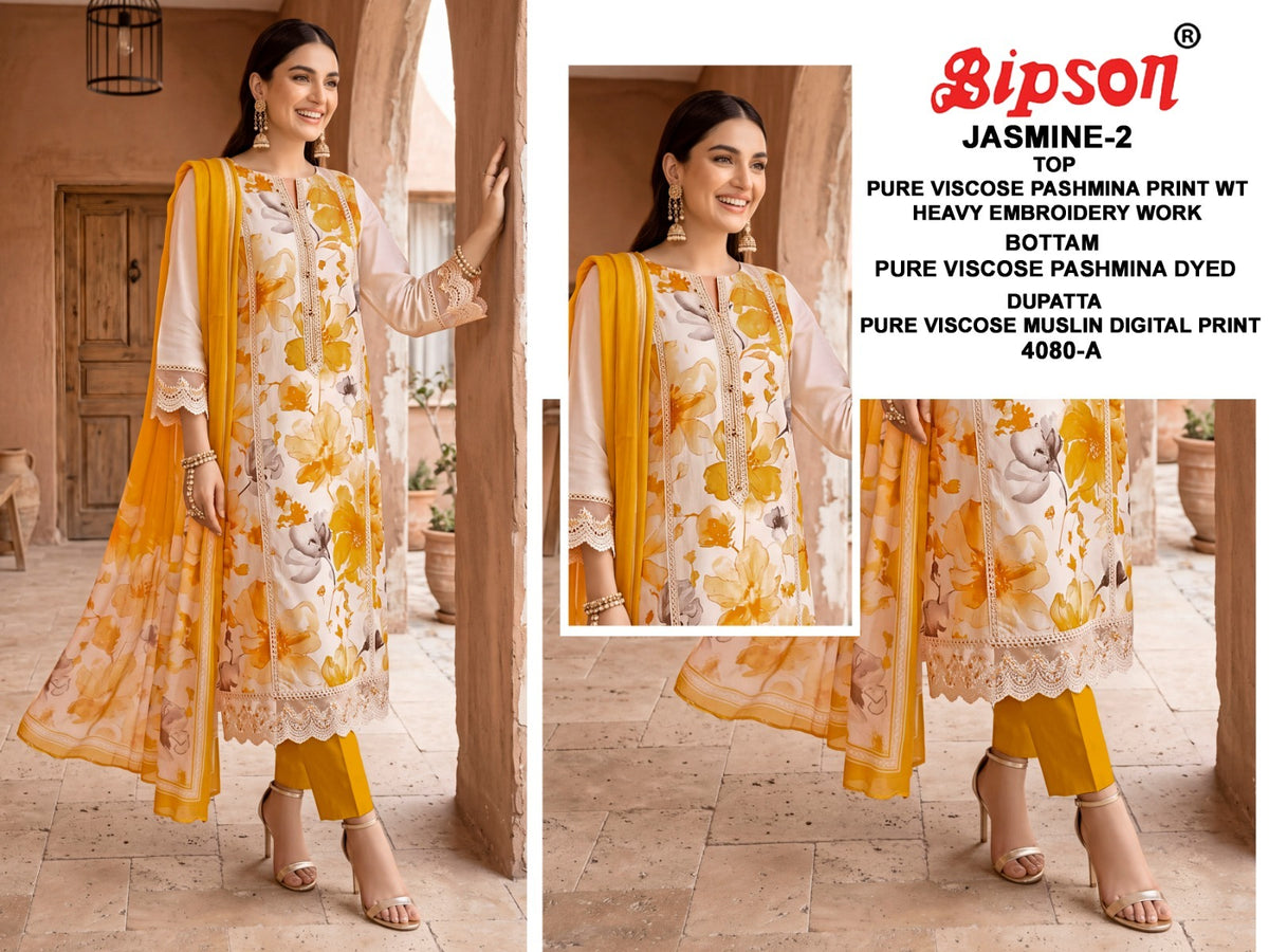 Jasmine 2 Bipson Prints Viscose Pashmina Suits Wholesale