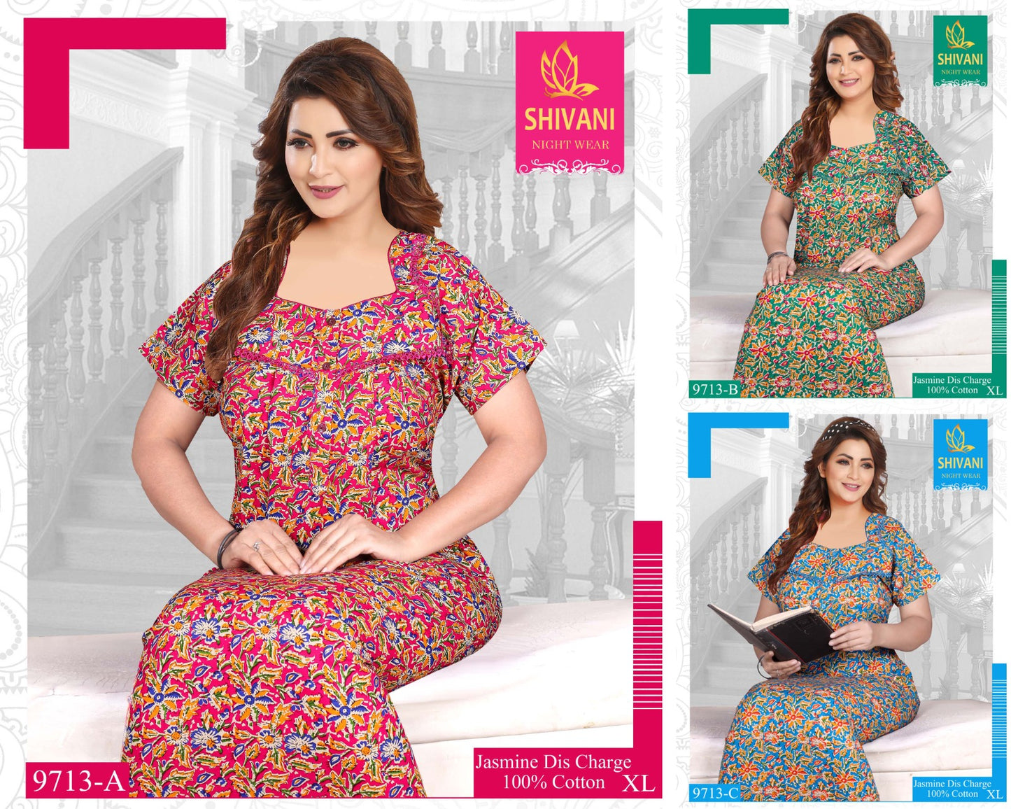 Jasmine Shivani Cotton Night Gowns Wholesaler Ahmedabad
