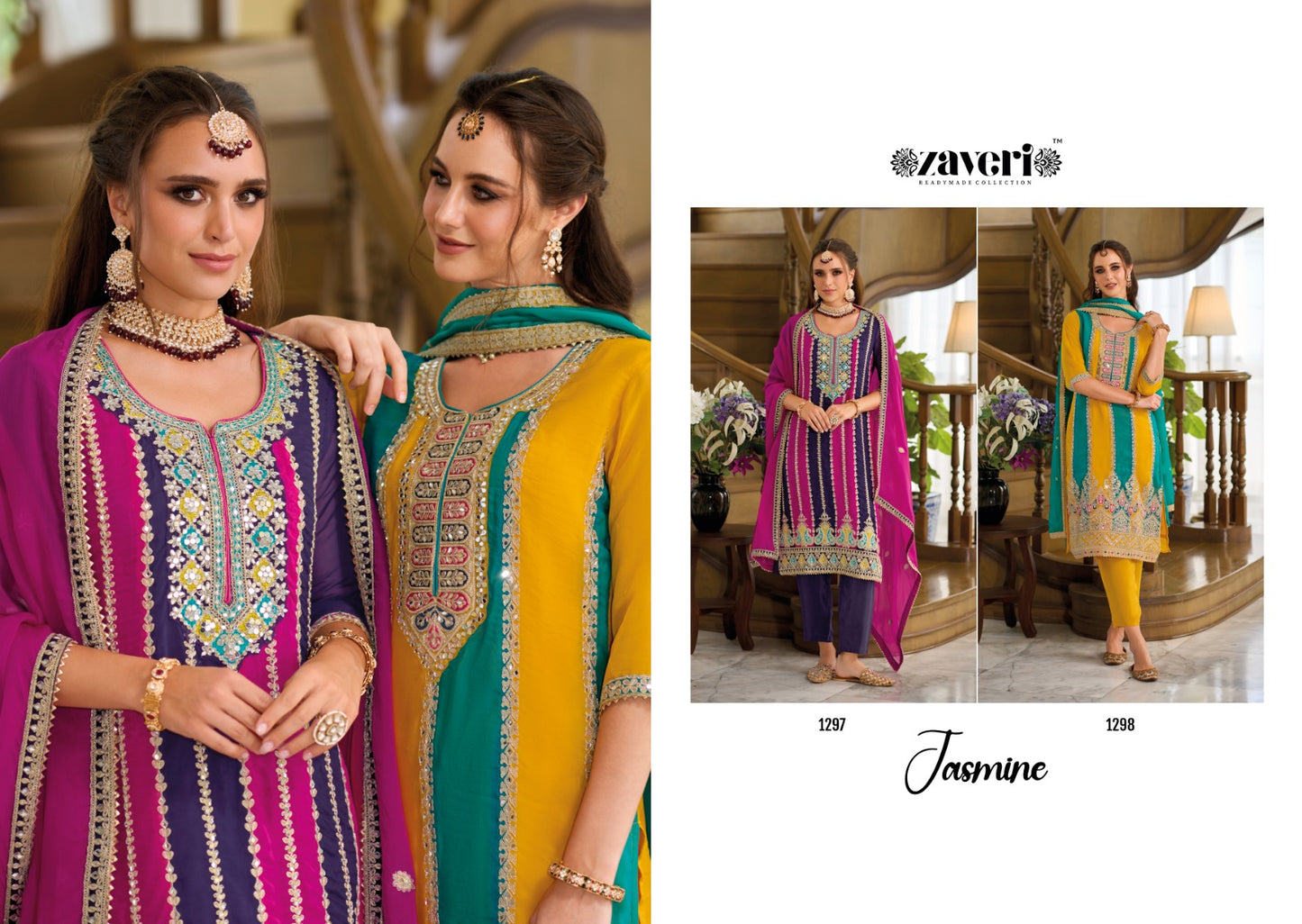 Jasmine Zaveri Soft Organza Readymade Pant Style Suits Supplier India