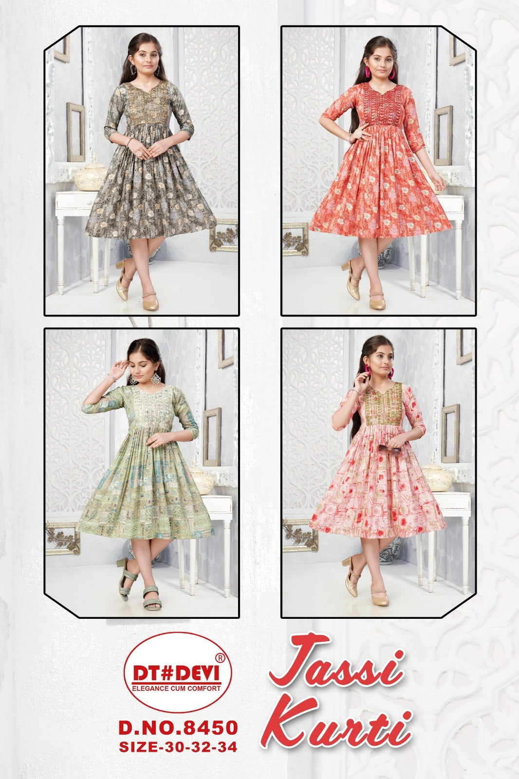 Jassi 8450 Dt Devi Rayon Girls Anarkali Kurti Exporter India