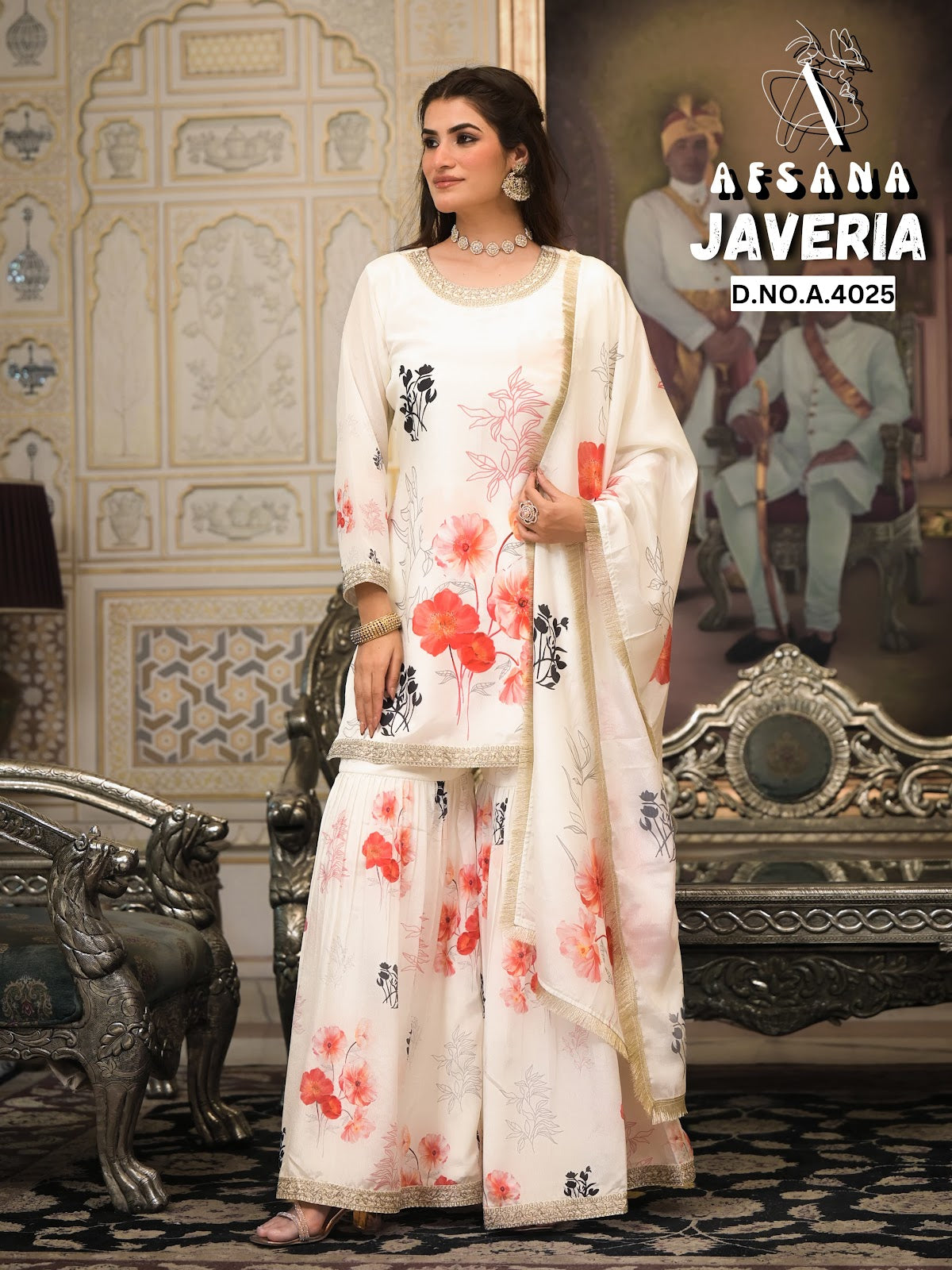 Javeria 4025 Afsana Chiffon Readymade Sharara Suits Wholesaler Gujarat