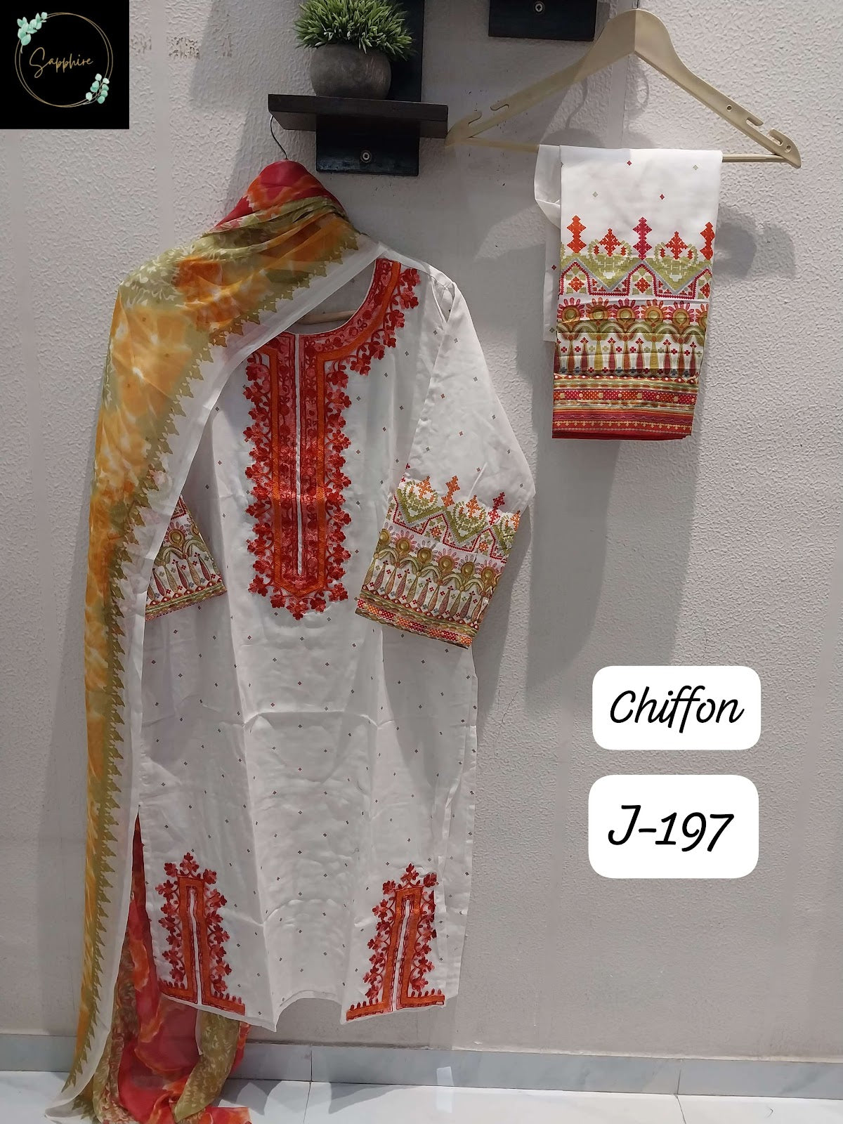 Jazmin 197 Sapphire Lawn Cotton Karachi Readymade Suits Exporter India