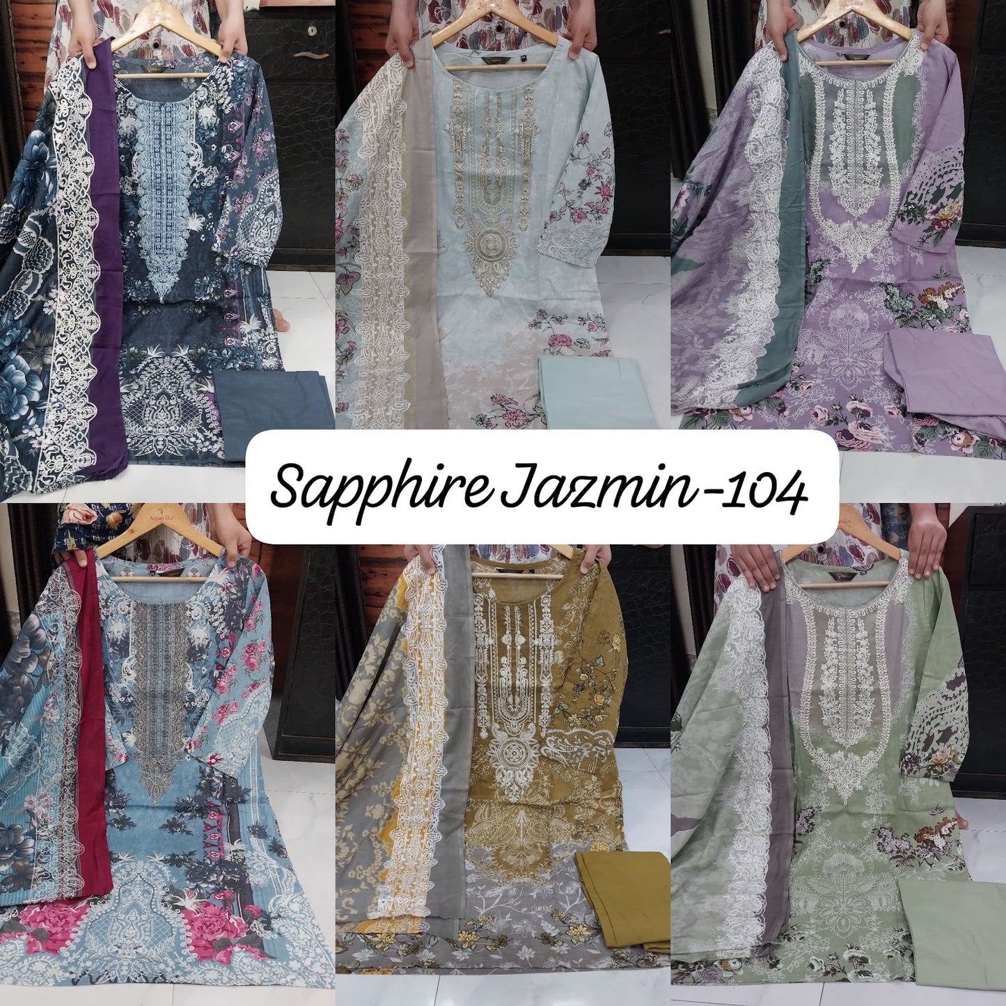 Jazmin Vol 104 Sapphire Lawn Cotton Pakistani Readymade Suits Wholesaler India